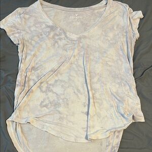 American Eagle Outfitters Cream Asymmetrical Short Sleeve T-Shirt